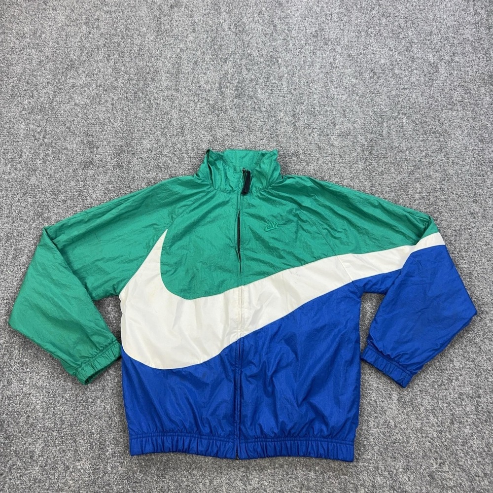 Nike Sportswear Big Swoosh Jacket Mens S Green Blue Windbreaker Retro AR3132-340